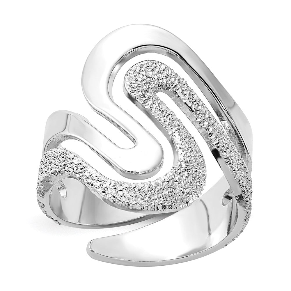 Sterlingsilber Poliert und Strukturiert Wirbel Ring (size 6 Nur)