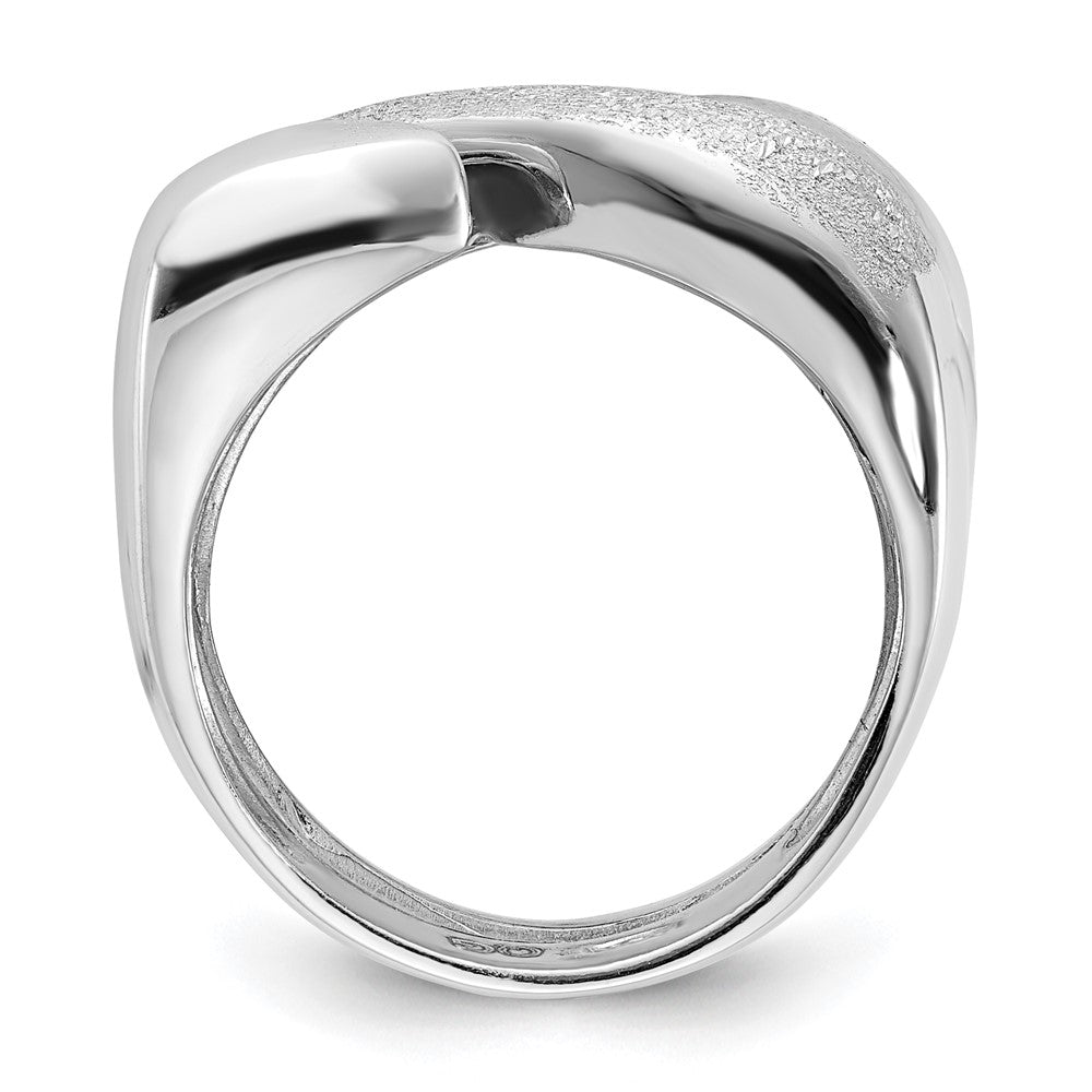 Sterlingsilber Rhodiniert Poliert und Strukturiert Wirbel Ring (size 6 Nur)
