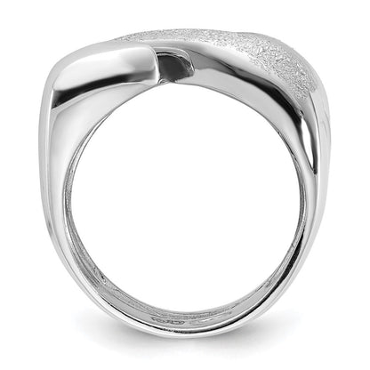 Sterlingsilber Rhodiniert Poliert und Strukturiert Wirbel Ring (size 6 Nur)