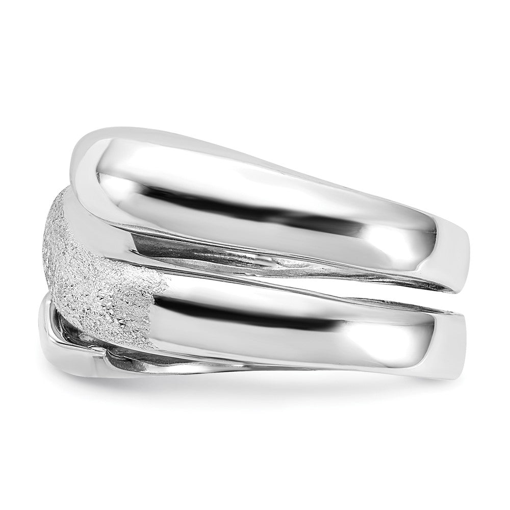 Sterlingsilber Rhodiniert Poliert und Strukturiert Wirbel Ring (size 6 Nur)