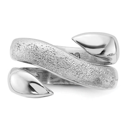 Sterlingsilber Rhodiniert Poliert und Strukturiert Wirbel Ring (size 6 Nur)