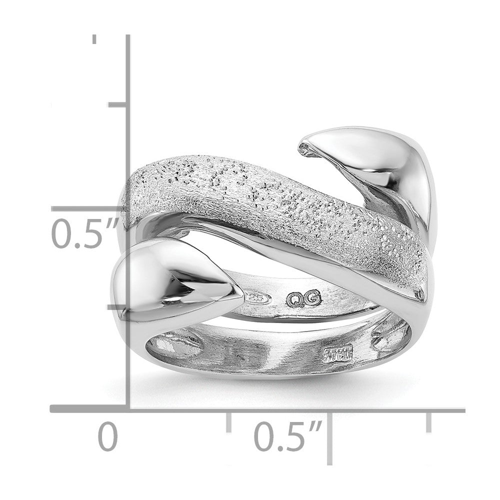 Sterlingsilber Rhodiniert Poliert und Strukturiert Wirbel Ring (size 6 Nur)