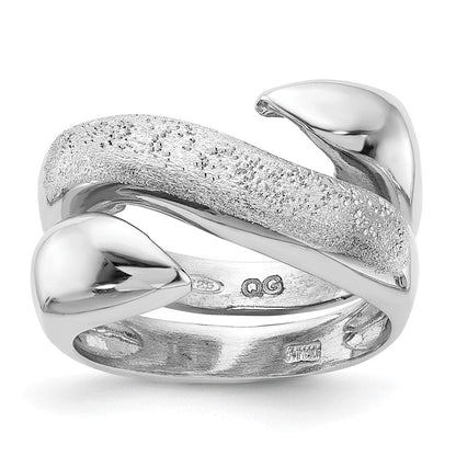 Sterlingsilber Rhodiniert Poliert und Strukturiert Wirbel Ring (size 6 Nur)