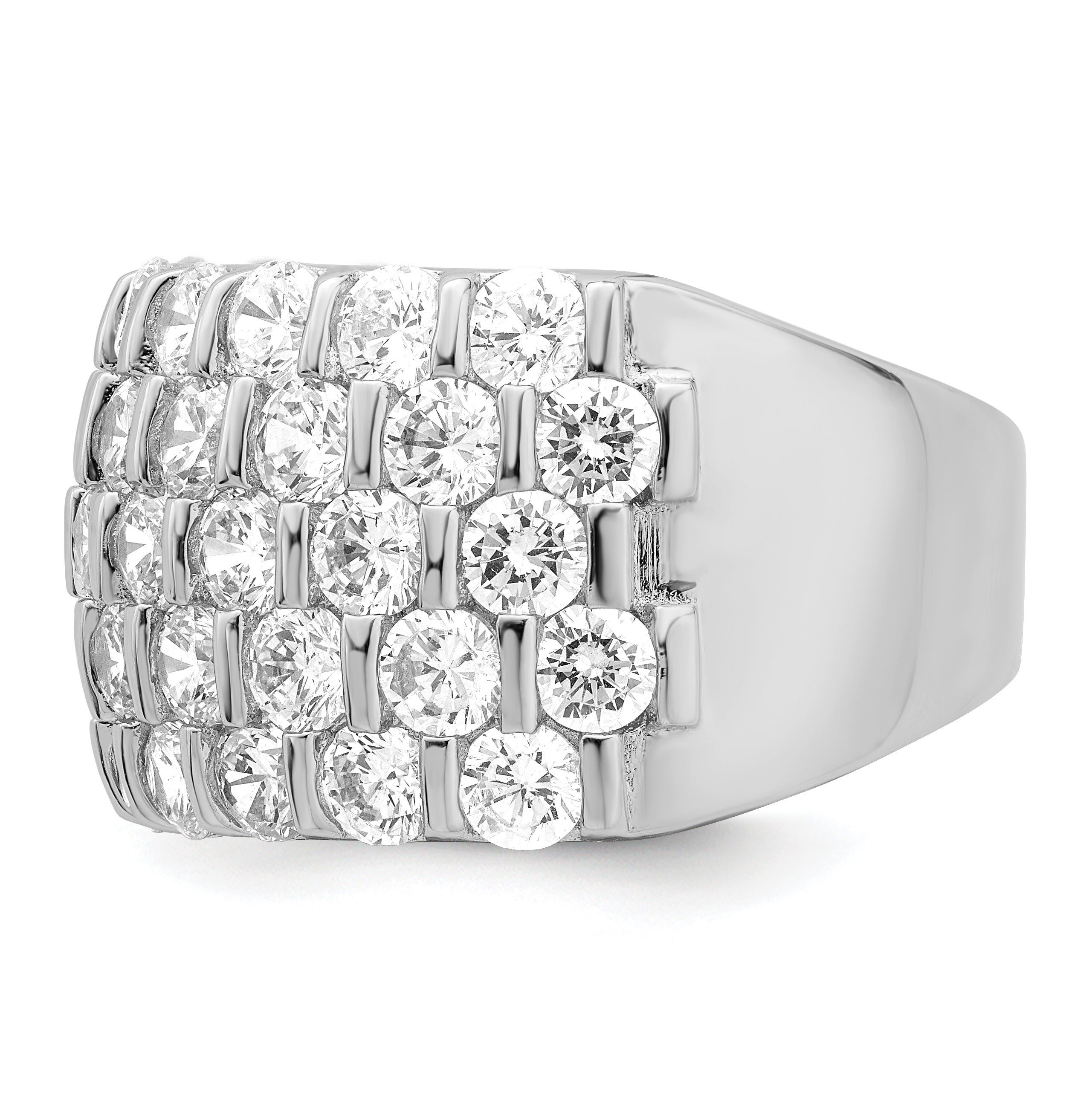 Sterlingsilber Rhodiniert Zirkonia Breit Ring