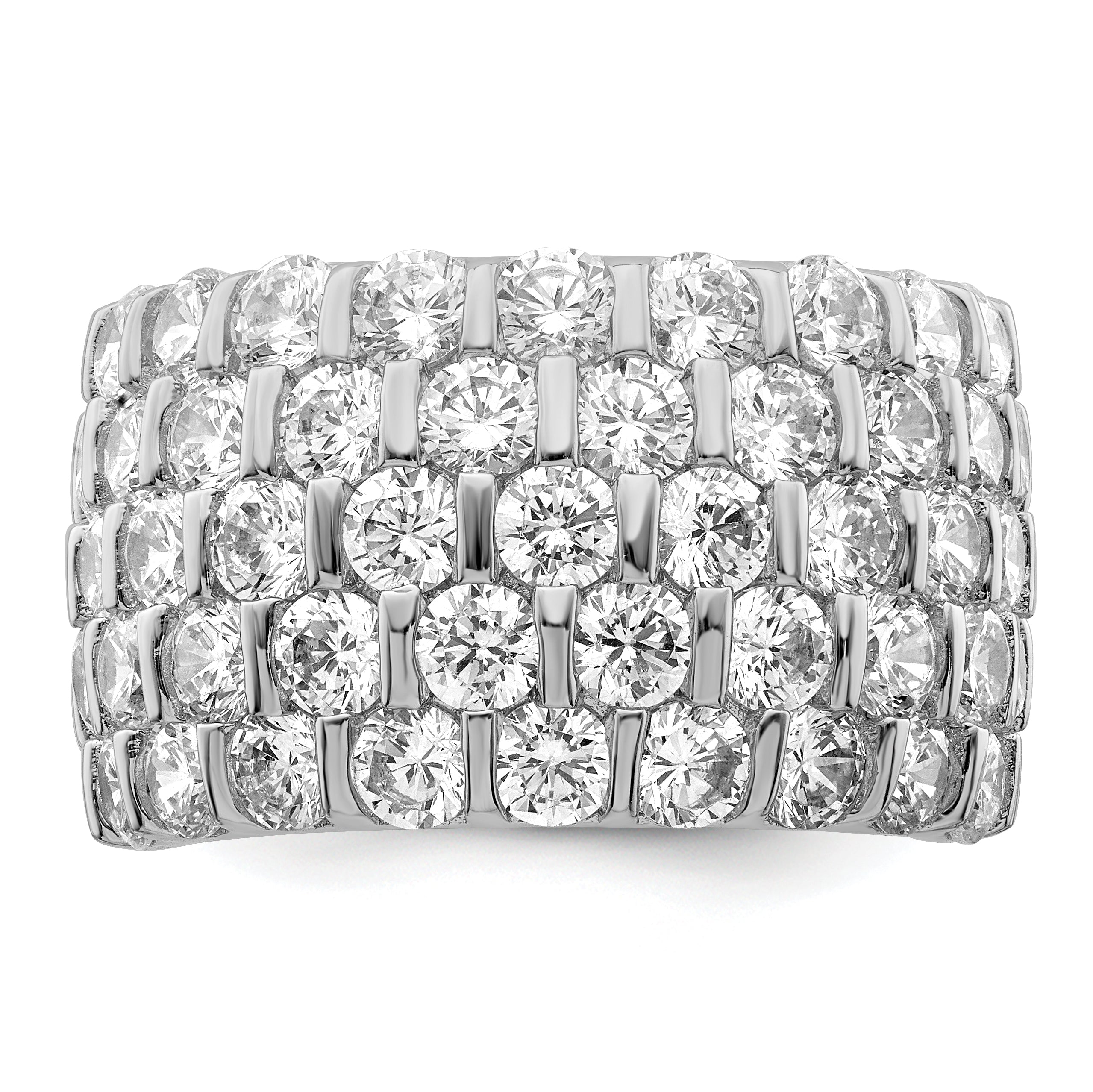 Sterlingsilber Rhodiniert Zirkonia Breit Ring
