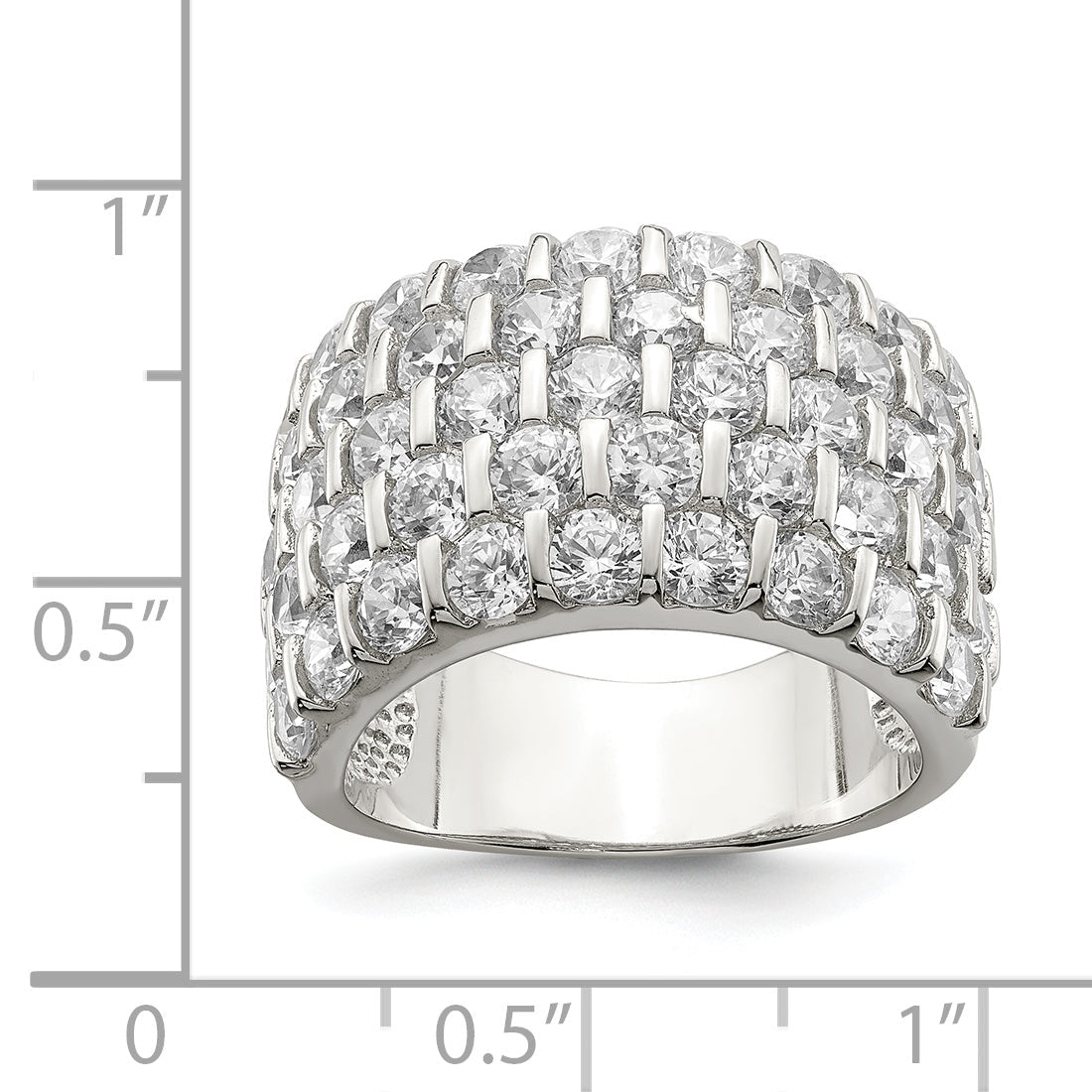 Sterlingsilber Rhodiniert Zirkonia Breit Ring