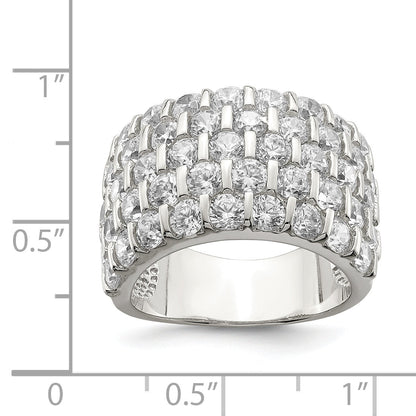 Sterlingsilber Rhodiniert Zirkonia Breit Ring