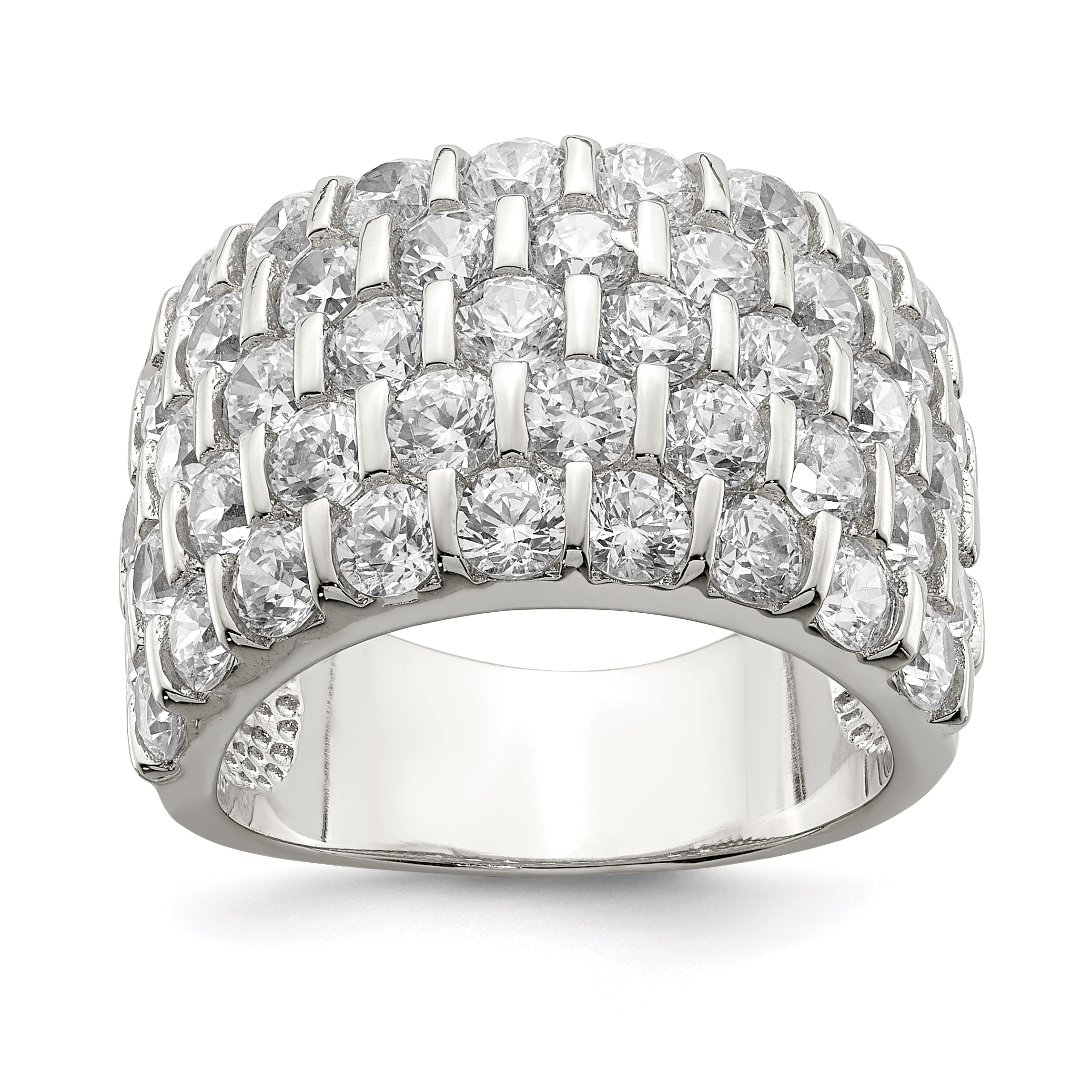 Sterlingsilber Rhodiniert Zirkonia Breit Ring