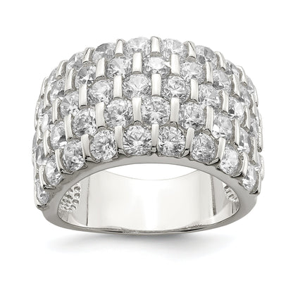 Sterlingsilber Rhodiniert Zirkonia Breit Ring