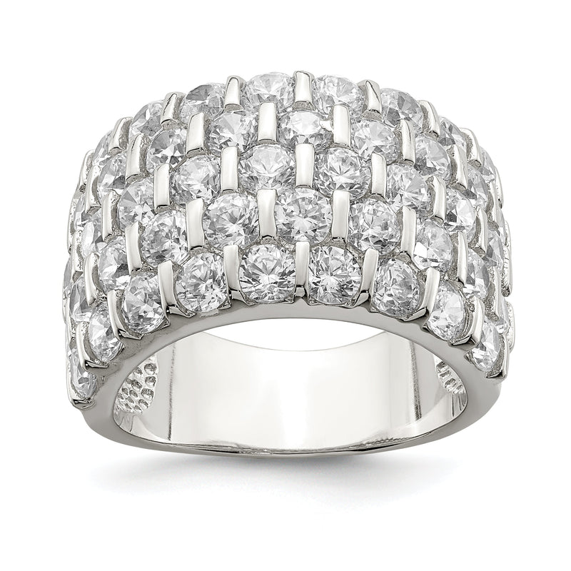 Sterlingsilber Rhodiniert Zirkonia Breit Ring