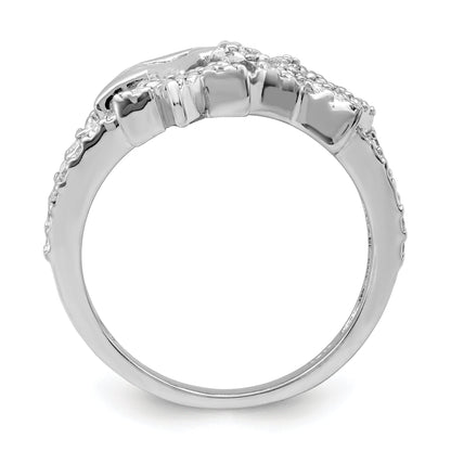 Sterlingsilber Rhodiniert Zirkonia Dreifach Stern Ring