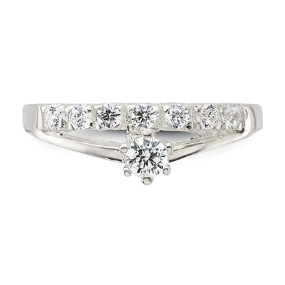 Sterlingsilber Reihe und Solitär Zirkonia Ring