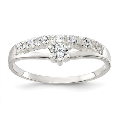 Sterlingsilber Reihe und Solitär Zirkonia Ring