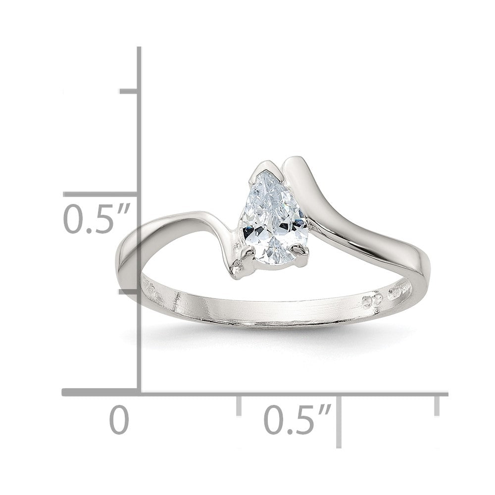 Sterlingsilber Tropfen Geformt Zirkonia Ring