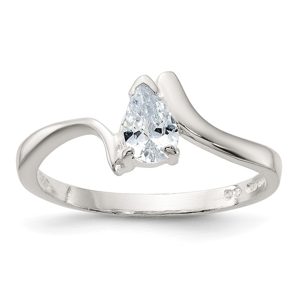 Sterlingsilber Tropfen Geformt Zirkonia Ring