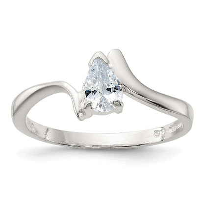 Sterlingsilber Tropfen Geformt Zirkonia Ring