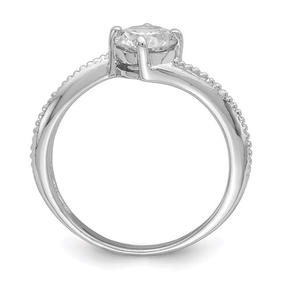 Sterlingsilber Rhodiniert Zirkonia Ring (size 7 Nur)
