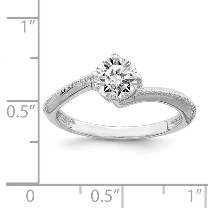 Sterlingsilber Rhodiniert Zirkonia Ring (size 7 Nur)