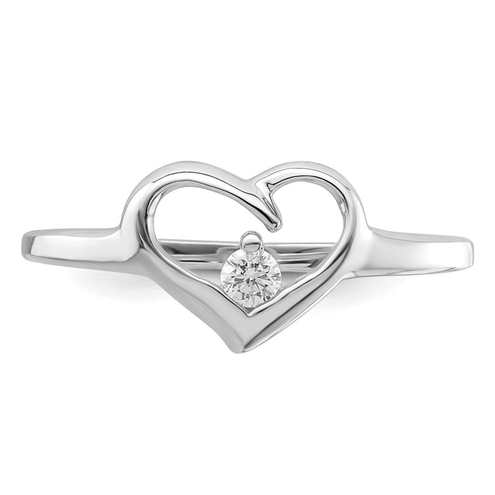 Sterlingsilber Rhodiniert Zirkonia Herz Ring