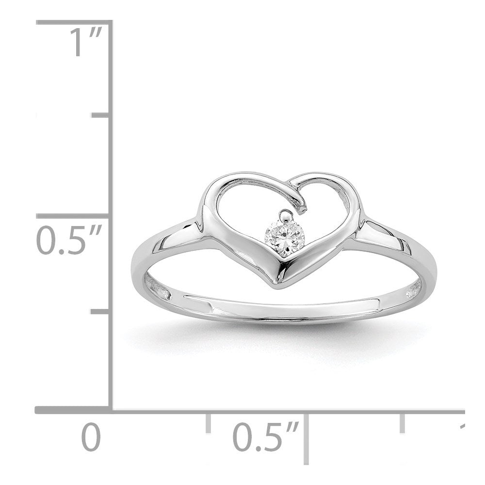 Sterlingsilber Rhodiniert Zirkonia Herz Ring