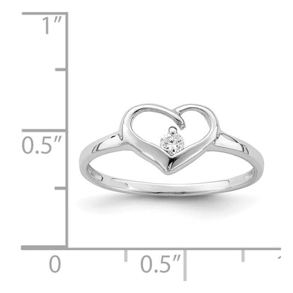 Sterlingsilber Rhodiniert Zirkonia Herz Ring