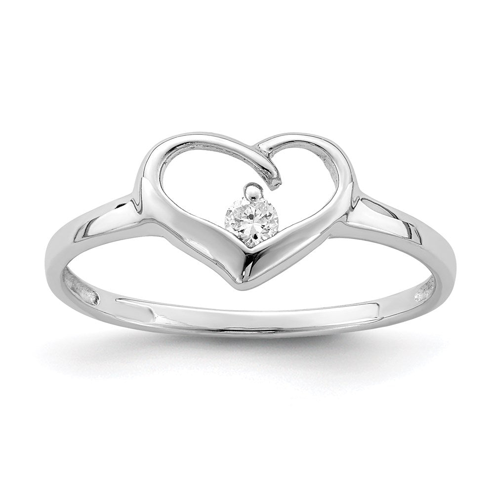 Sterlingsilber Rhodiniert Zirkonia Herz Ring