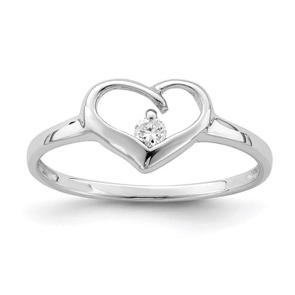 Sterlingsilber Rhodiniert Zirkonia Herz Ring