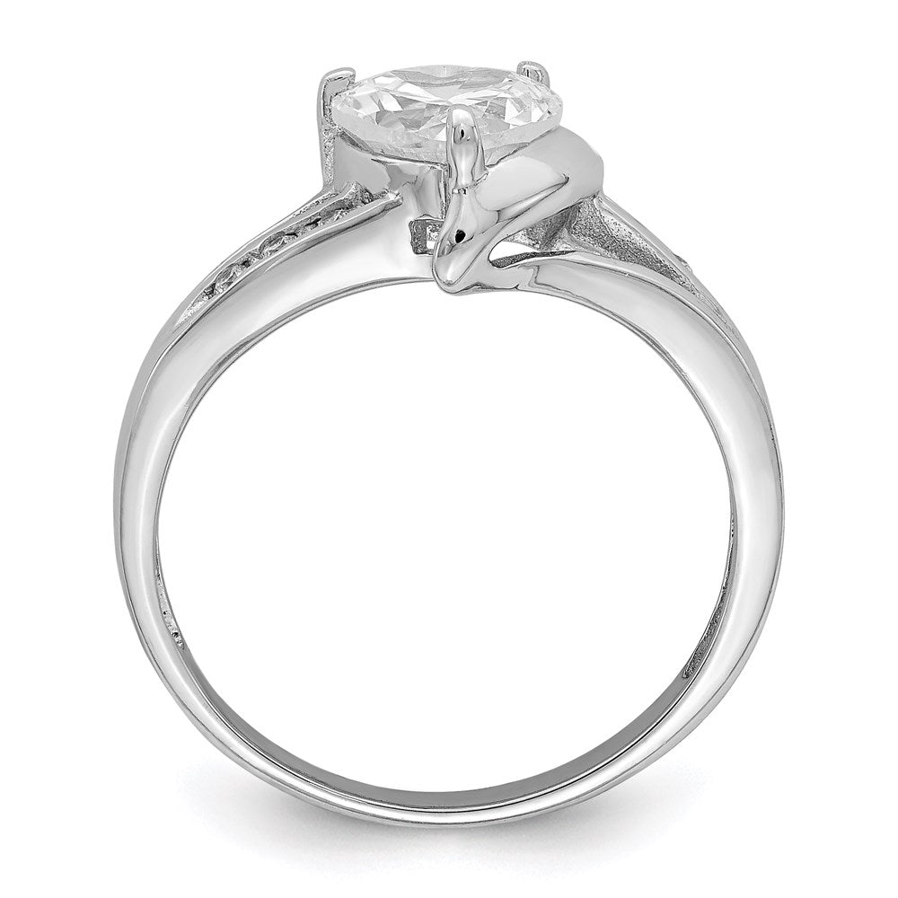 Sterlingsilber Rhodiniert Zirkonia Herz Ring