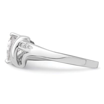 Sterlingsilber Rhodiniert Zirkonia Herz Ring