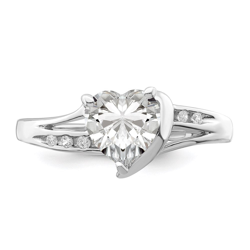 Sterlingsilber Rhodiniert Zirkonia Herz Ring