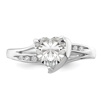 Sterlingsilber Rhodiniert Zirkonia Herz Ring