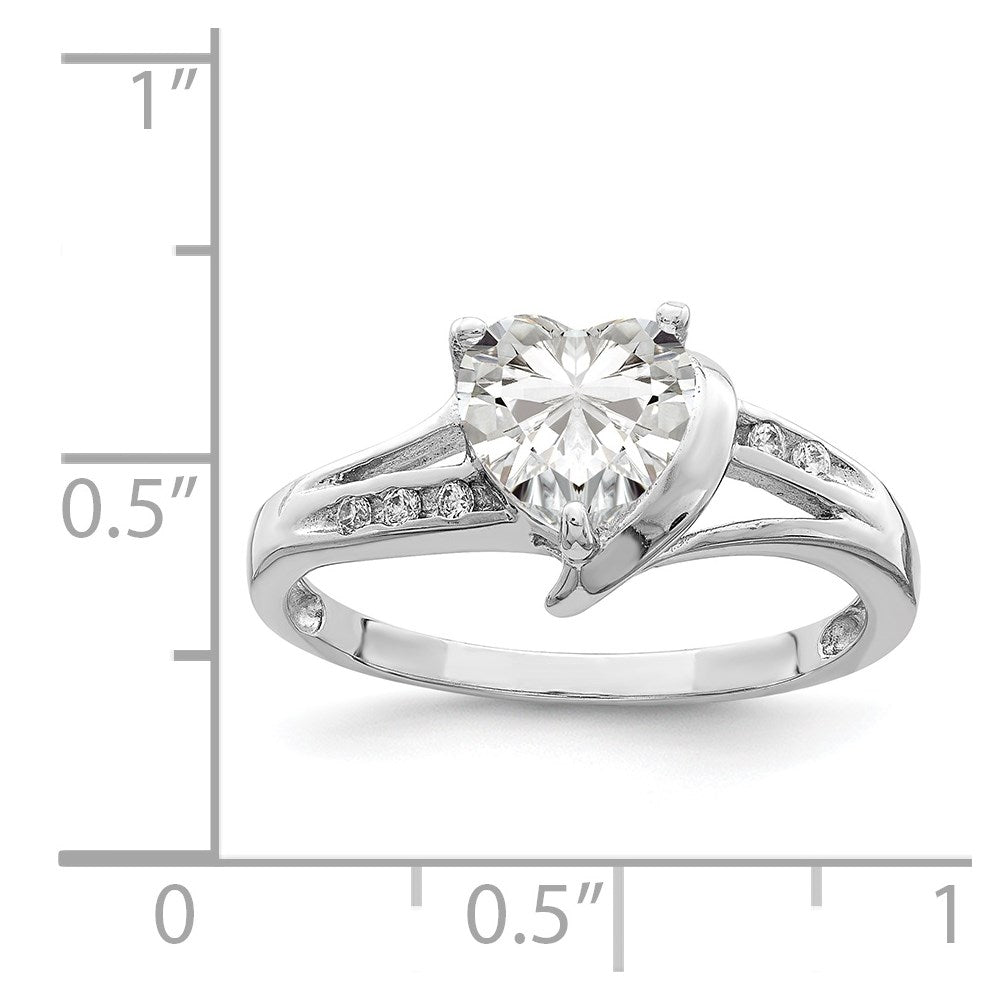 Sterlingsilber Rhodiniert Zirkonia Herz Ring