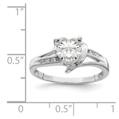 Sterlingsilber Rhodiniert Zirkonia Herz Ring