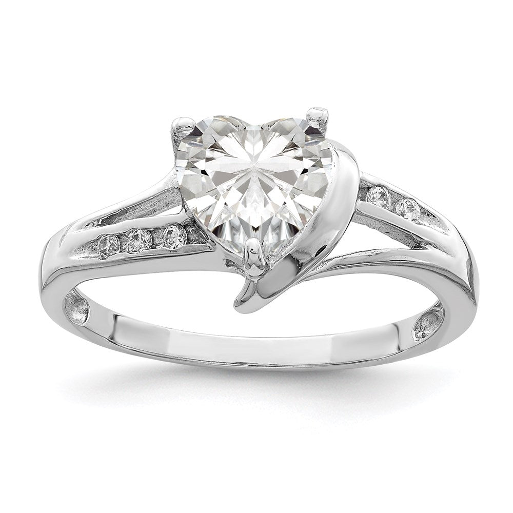 Sterlingsilber Rhodiniert Zirkonia Herz Ring