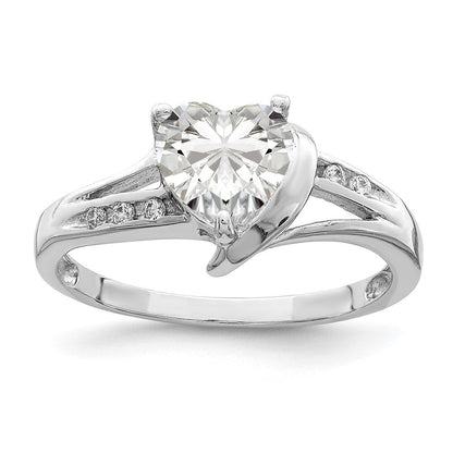 Sterlingsilber Rhodiniert Zirkonia Herz Ring