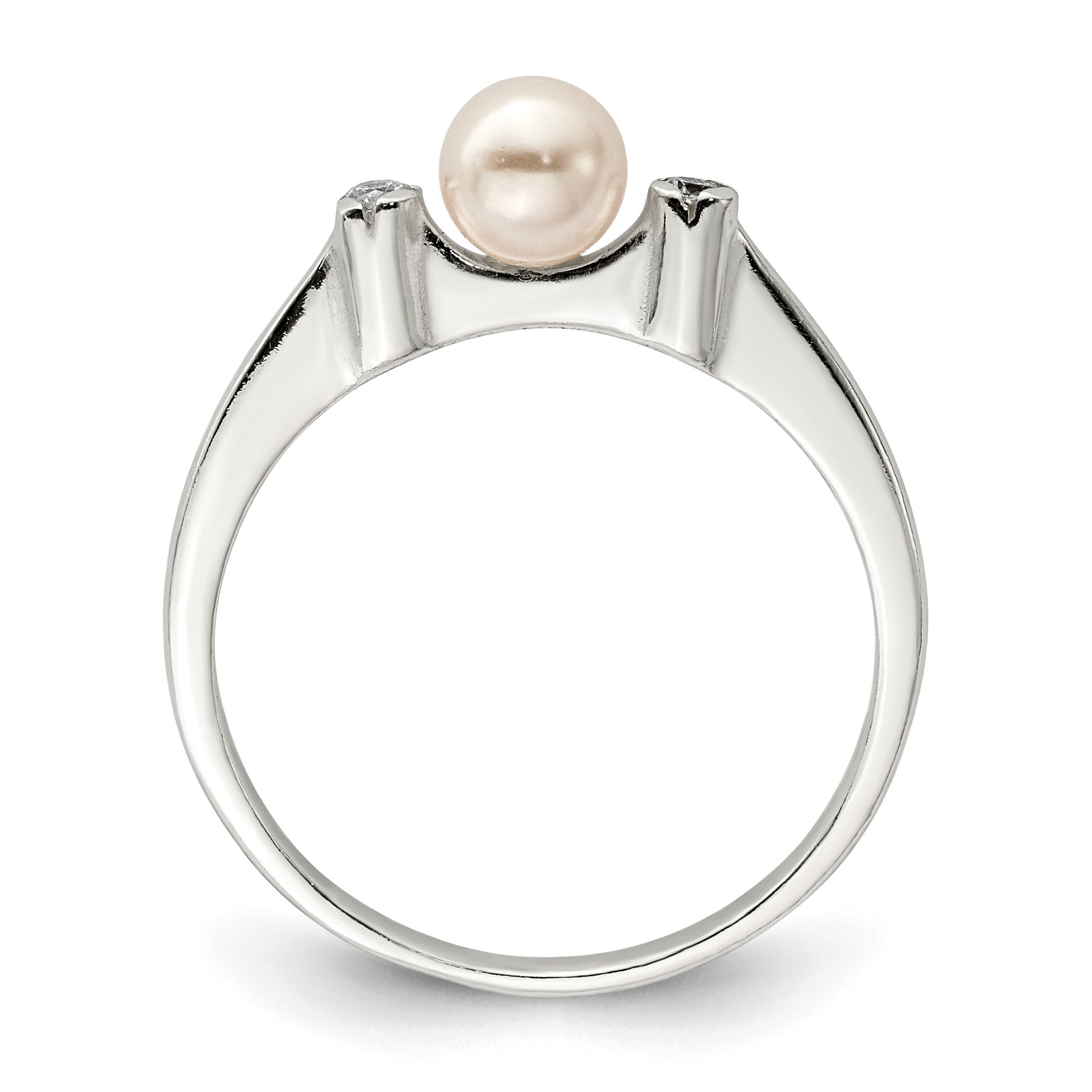 Sterlingsilber Zirkonia Imitat Perle Ring