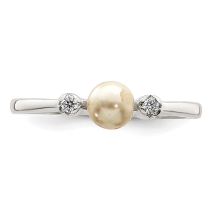 Sterlingsilber Zirkonia Imitat Perle Ring