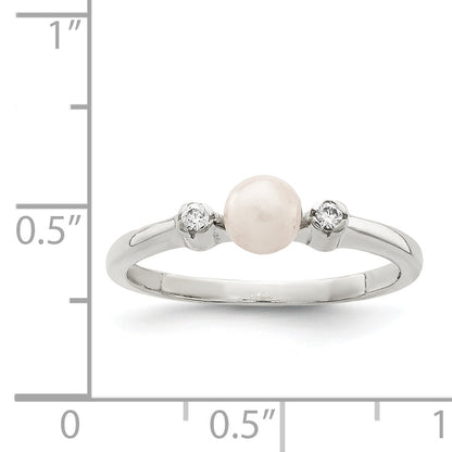 Sterlingsilber Zirkonia Imitat Perle Ring