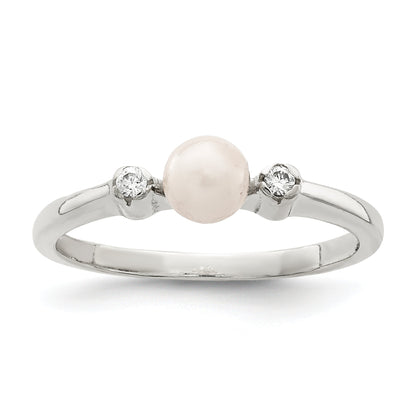 Sterlingsilber Zirkonia Imitat Perle Ring