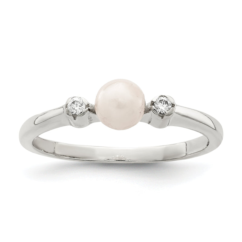 Sterlingsilber Zirkonia Imitat Perle Ring