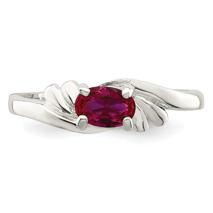 Sterlingsilber Rot Oval Zirkonia Ring