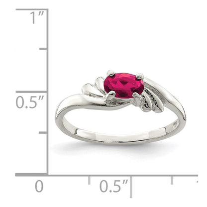 Sterlingsilber Rot Oval Zirkonia Ring