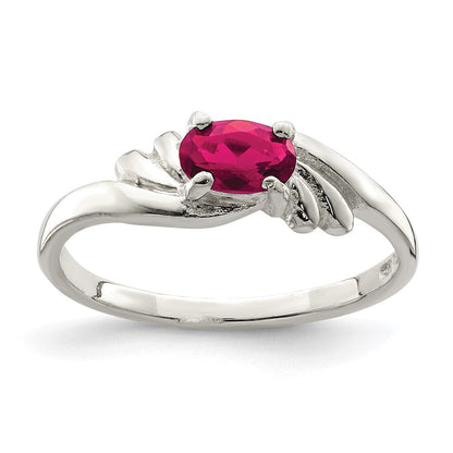 Sterlingsilber Rot Oval Zirkonia Ring