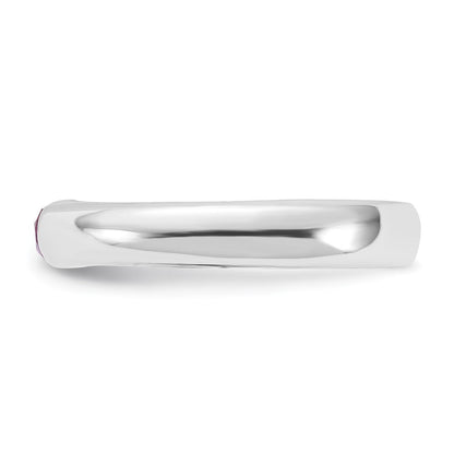 Sterlingsilber Rot Oval Zirkonia Halb Zargenfassung Ring (size 8 Nur)