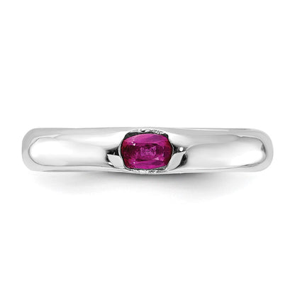 Sterlingsilber Rot Oval Zirkonia Halb Zargenfassung Ring (size 8 Nur)