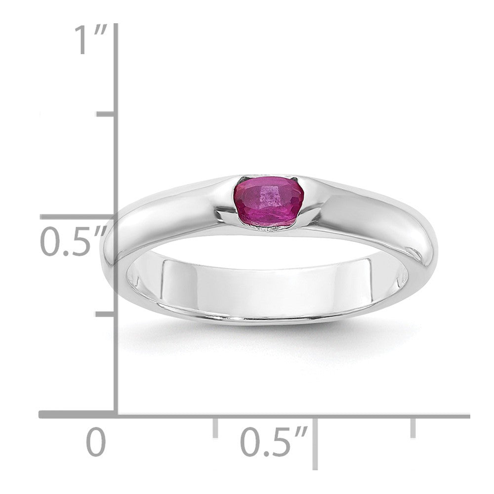 Sterlingsilber Rot Oval Zirkonia Halb Zargenfassung Ring (size 8 Nur)