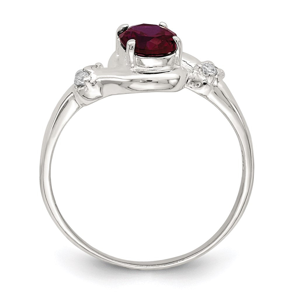 Sterlingsilber Rot Oval Zirkonia Ring