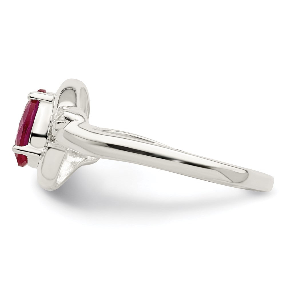 Sterlingsilber Rot Oval Zirkonia Ring
