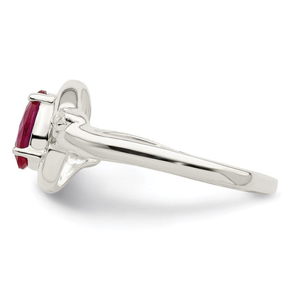 Sterlingsilber Rot Oval Zirkonia Ring
