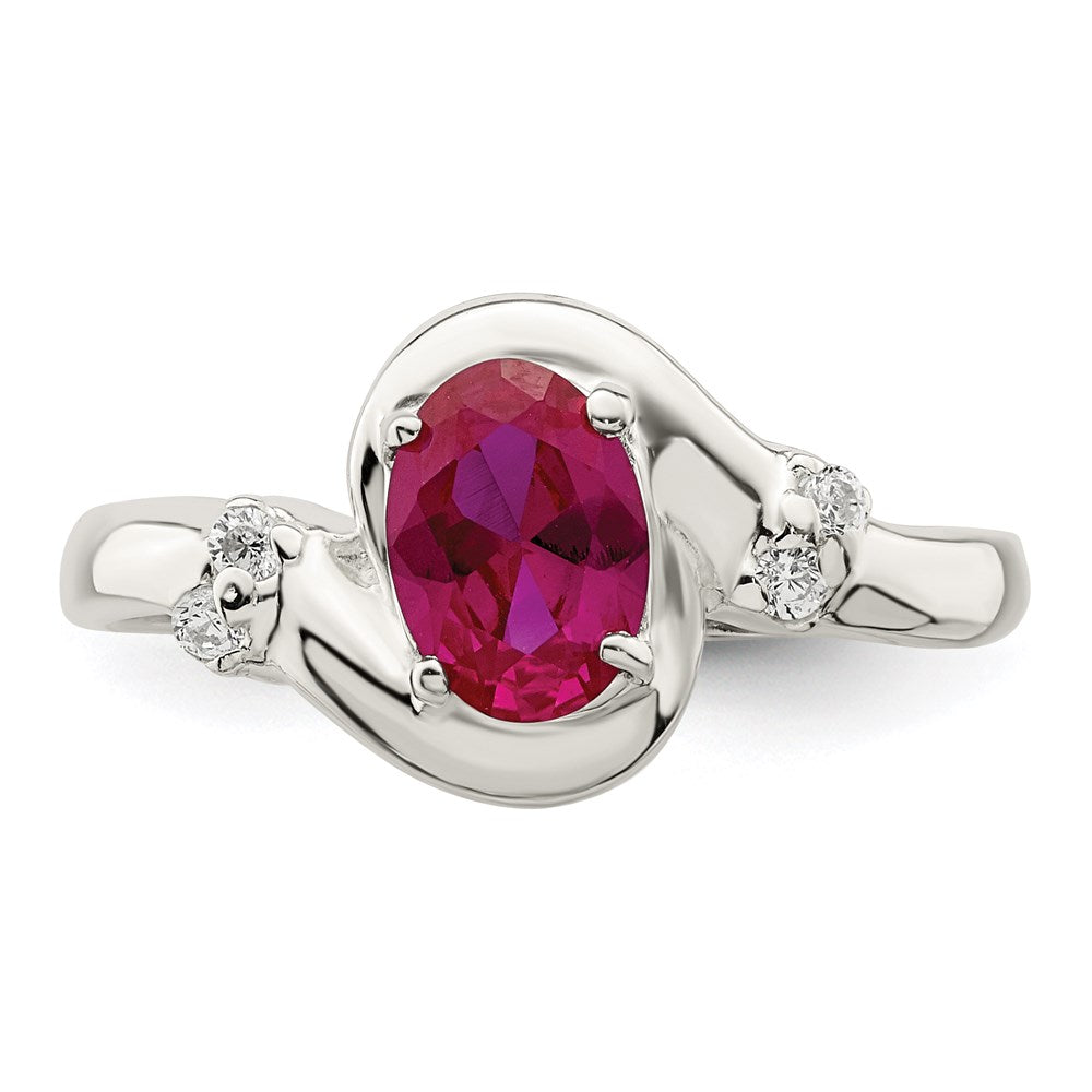 Sterlingsilber Rot Oval Zirkonia Ring